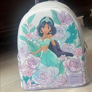 Loungefly Jasmine Floral Backpack - Teal and Lavender